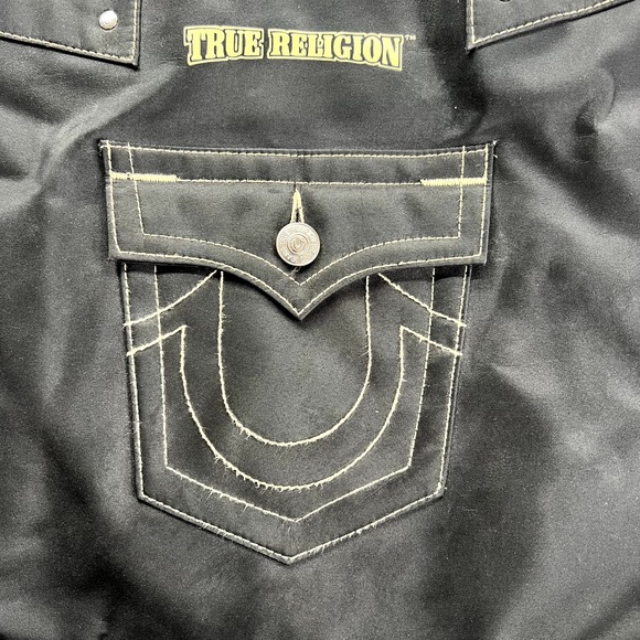 True Religion Black Canvas Tote Logo Bag Lightweight - Picture 2 of 10
